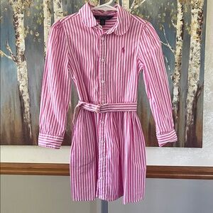 Polo Ralph Lauren Pink and White Striped Dress
